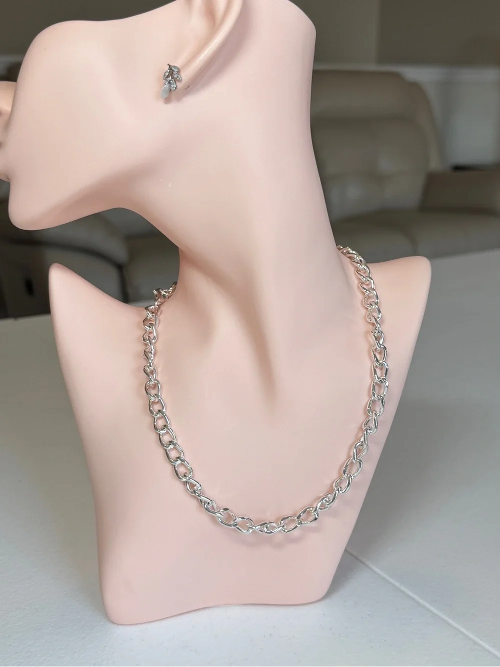 Casual Minimalist Silver Link Chain Necklace